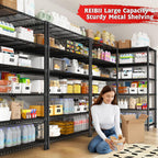REIBII 6 Tier Wire Shelving,1800LBS Storage Shelves Metal Shelves for Storage Rack,75''H Adjustable Garage Shelving Heavy Duty Shelving Units Pantry Shelf Kitchen,75''HX35.5''WX18''D