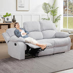 Recliner Sofa Set Couches for Living Room Chair Line Fabric Living Room Furniture Sets, Adjusted Loveseat Reclining Couch Furniture Sofa Set for Theater Seating, 3-Seater, Grey White