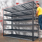 REIBII 60" W Garage Shelving, 3000LBS Metal Shelving Units, 6 Tier Storage Shelves, Adjustable Heavy Duty Shelving and Storage Rack for Warehouse, Pantry, Basement, 60" W x 84" Hx 24" D