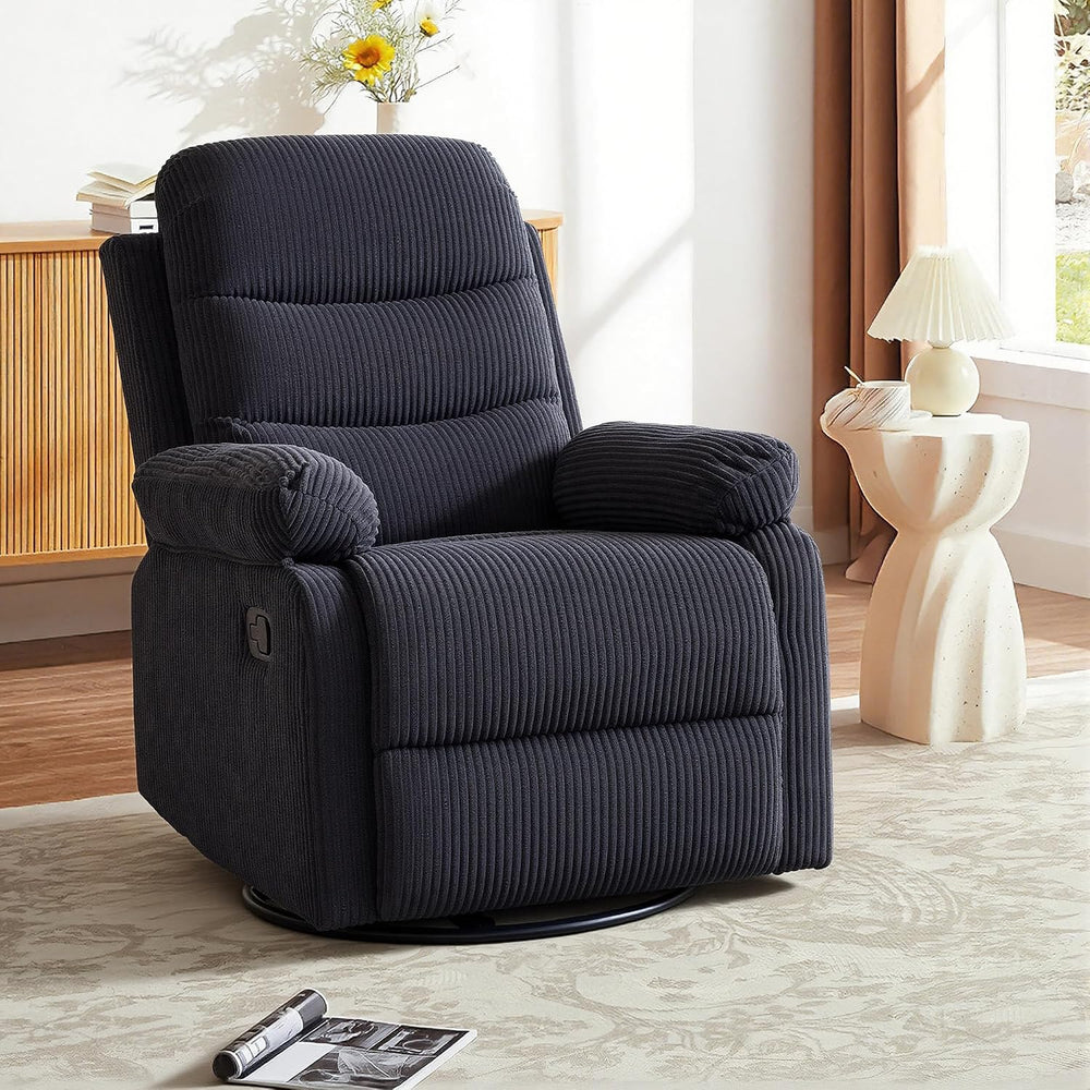 Rocking Recliner Chair,Modern Swivel Glider Recliner Chair,Corduroy Fabric Up...