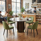 Wooden Dining Chairs Set of 6,Upholstered Kitchen Dining Room Chairs with Curved Backrest and Wood Leg,Modern Fabric Farmhouse Dinner Chair for Restaurant/Cafe,Green