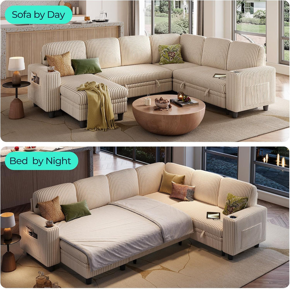 LINSY HOME Sectional Couches for Living Room, 81" U Shape 6 Seats, Beige...