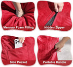Hobestluk 6FT Bean Bag Chair Bean Bag Chairs for Adults Giant Bean Chairs with Velvet Cover, Memory Foam BeanBag Chair Fluffy BeanBag Chairs for Living Room, Bedroom- Red (70" x 70" x 15")