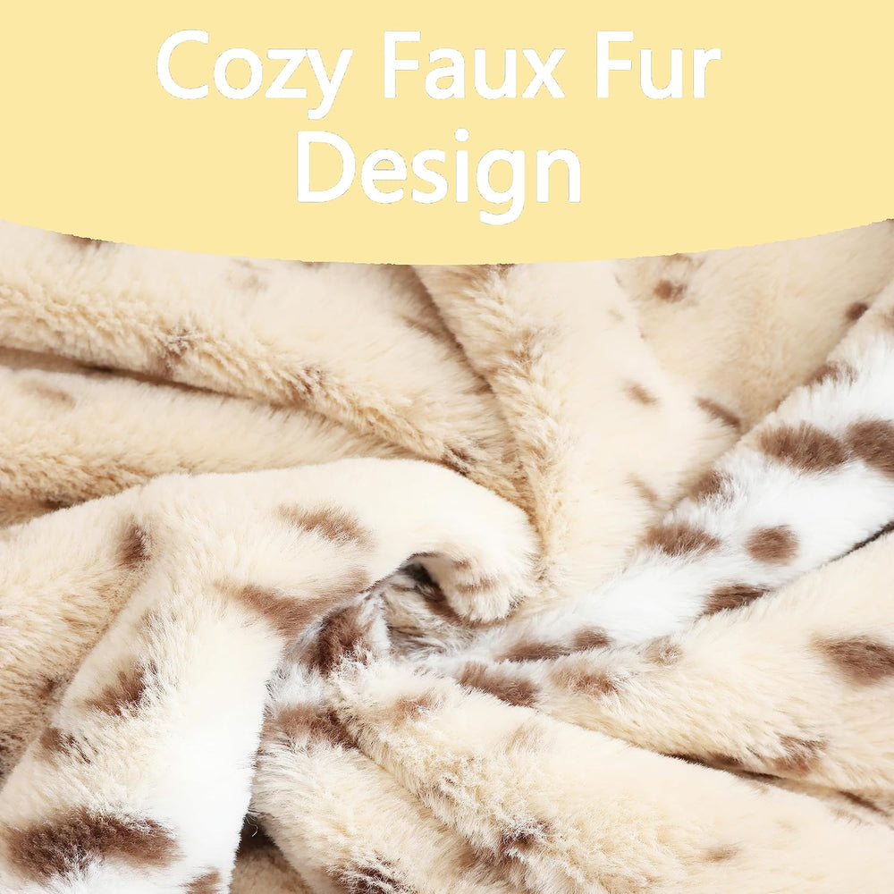 Throw Pillows Covers, Faux Fur Pillow Case Snow Leopard 12x20 Beige