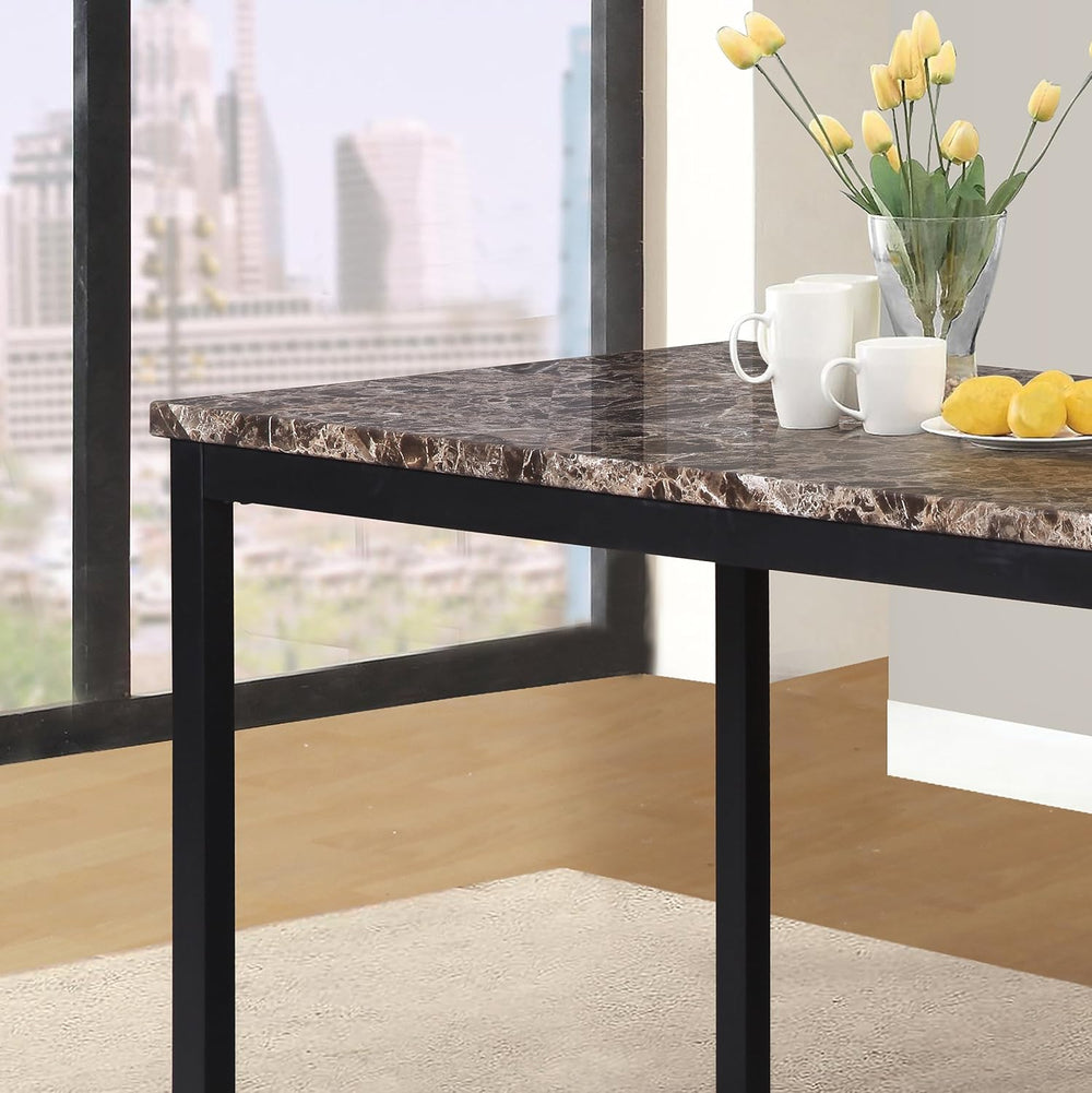 Metal Dining Table with Laminated Faux Marble Top Black - 45" Square Con...