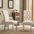 Roundhill Furniture Habit Solid Wood Tufted Parsons Dining Chair (Set of 2), Tan