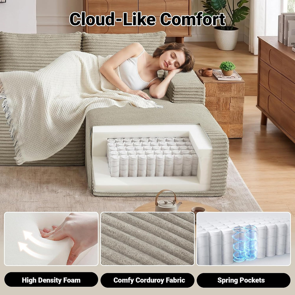 Cloud Sectional Couch, 97 Inch Modern Modular Sectional Sofa with Deep Seat, ...
