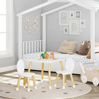 UTEX Kids Table with 2 Chairs Set for Toddlers, Boys, Girls, 3 Piece Kiddy Table and Chairs Set, White