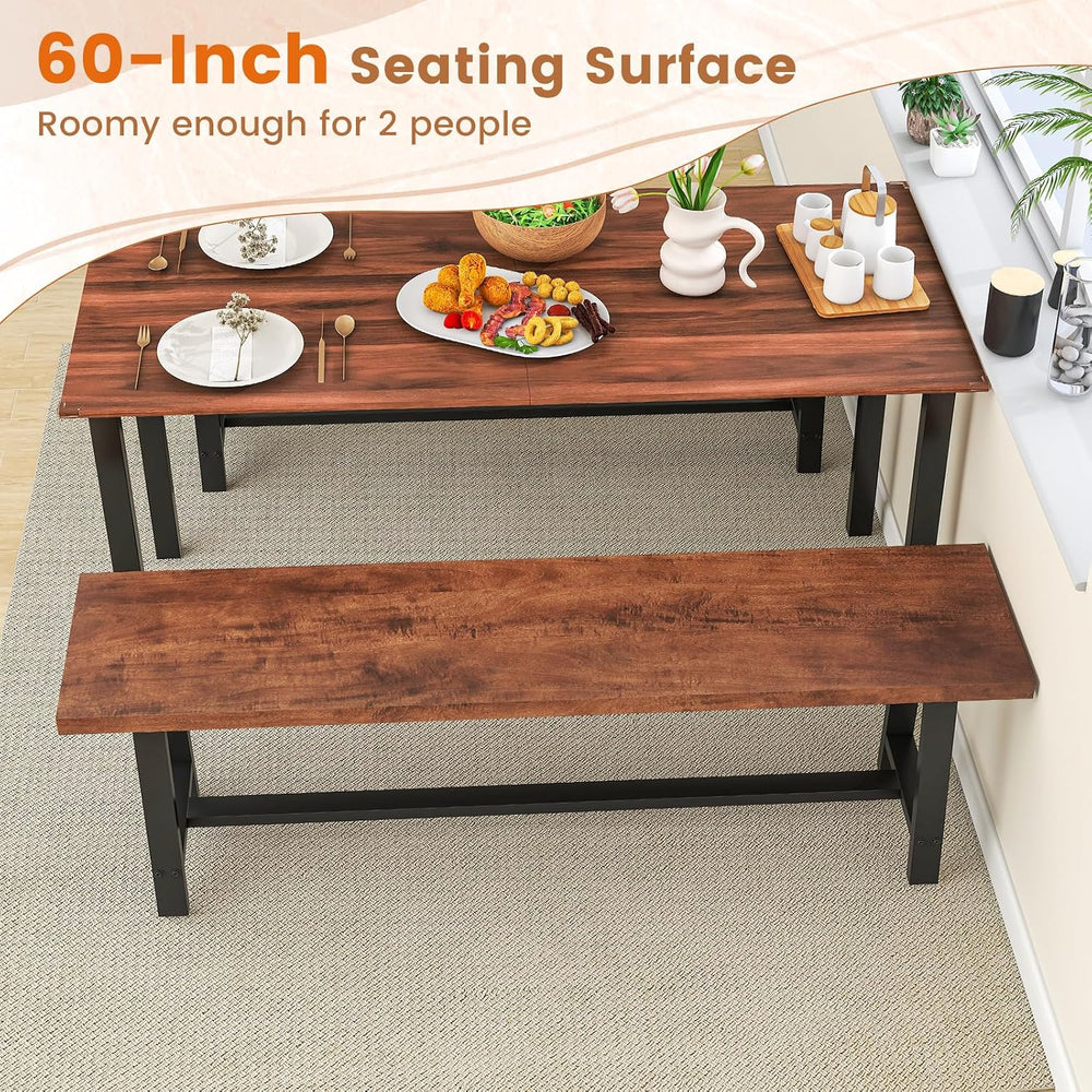 GIANTEX 60” Rectangular Wood Dining Bench, 3 Person Entryway Shoe Bench with ...