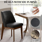 VKNOW Modern Dining Chairs Set of 2, Faux Leather Kitchen Chairs with Wood Legs, Upholstered Side Chair for Kitchen Dining Room, Black