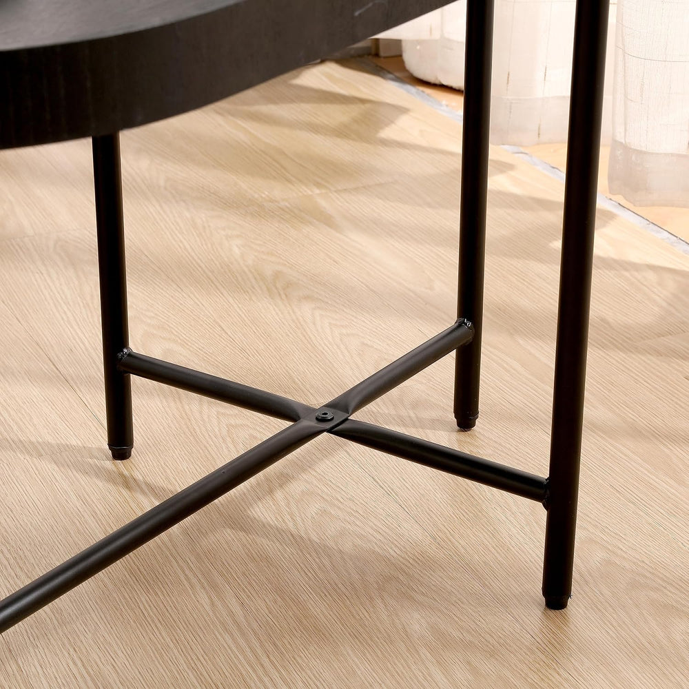 2-Tier Side Table with Storage, Black End Table Sofa Table for Living Room &a...