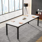 Tribesigns 6.5FT Conference Table, 78.7 Inche Rectangle Meeting Seminar Table, Large Business Tables for 6-8 People (Only Table) (White+Black)