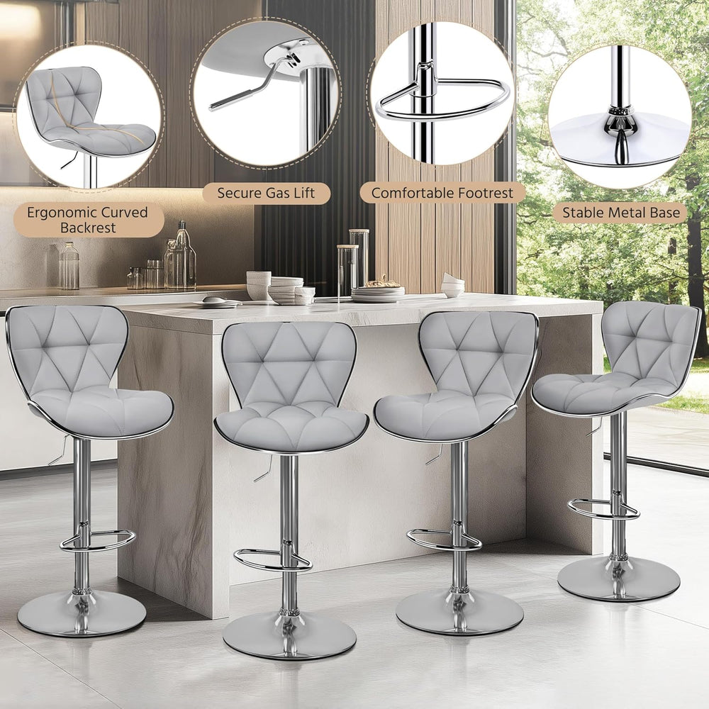 Yaheetech Bar Stools Set of 2 Modern Swivel Counter Barstools Light Gray