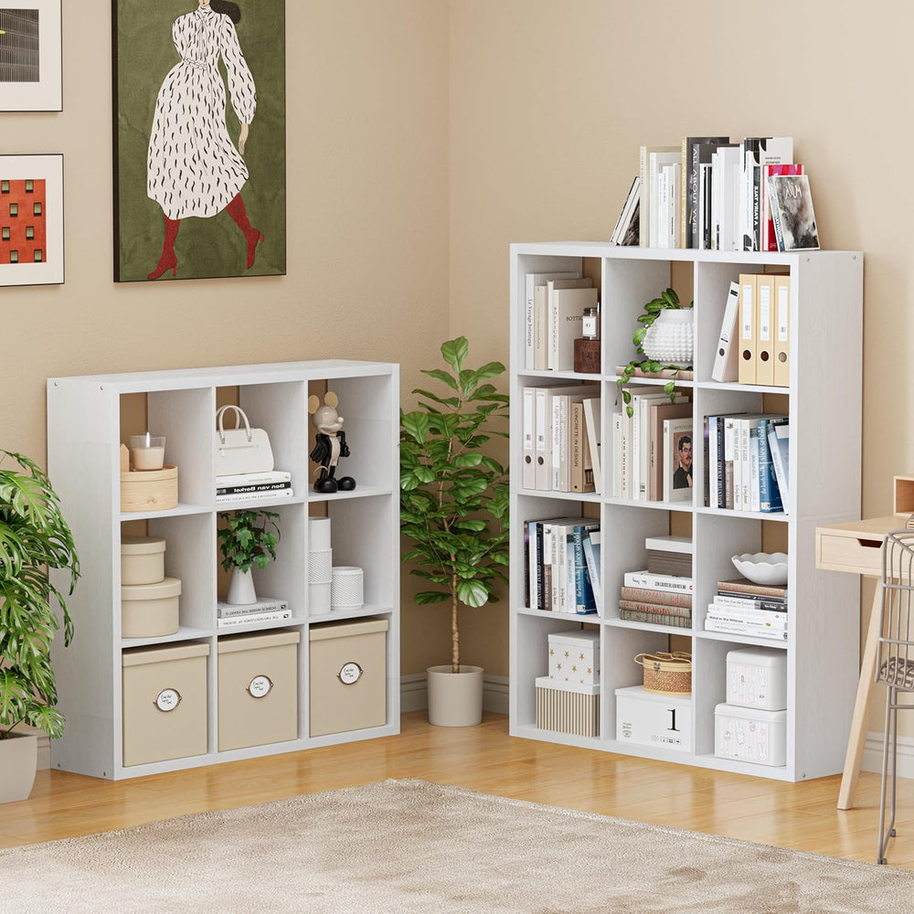 Cube Storage Organizer Bookcase, Decorative 11 inch Open Back Cubical Shelf w...