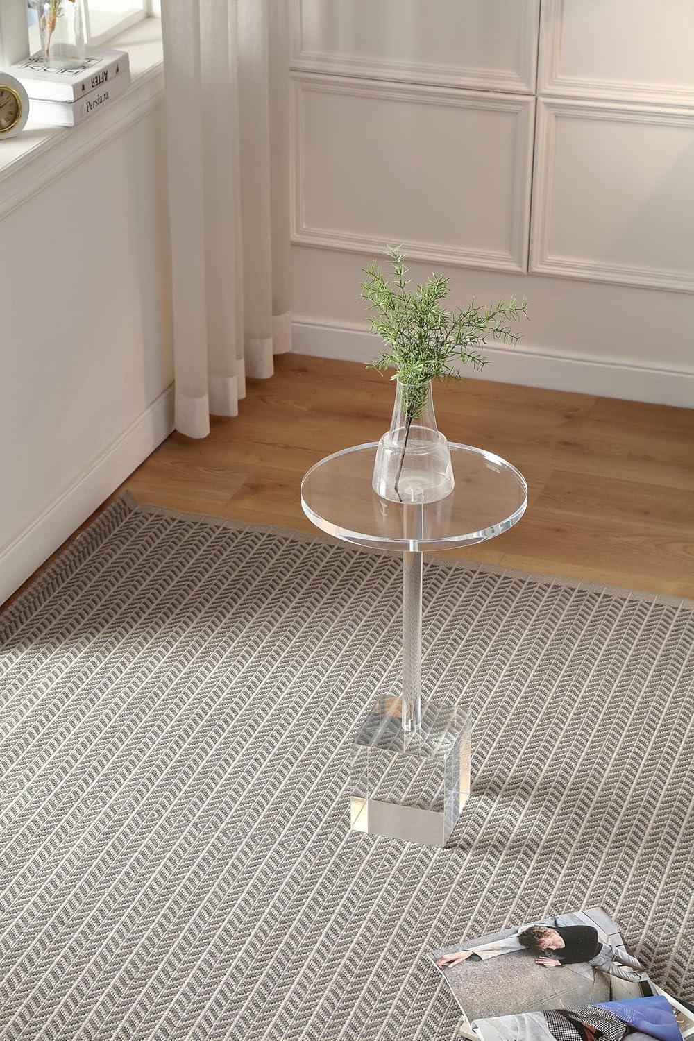Clear Acrylic End Table,Side Table,Clear,for Livingroom,13.5 x 13.5 inch, 23 ...