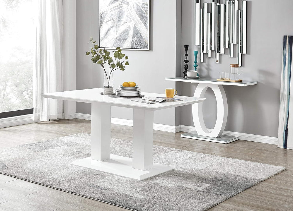 Furniturebox Imperia High Gloss Rectangular Dining Table – Multiple Colors Av...