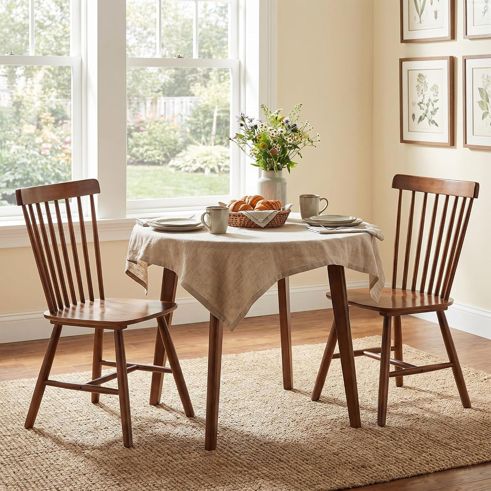 Windsor Dining Chairs Set of 2, Spindle Back Wooden Chairs