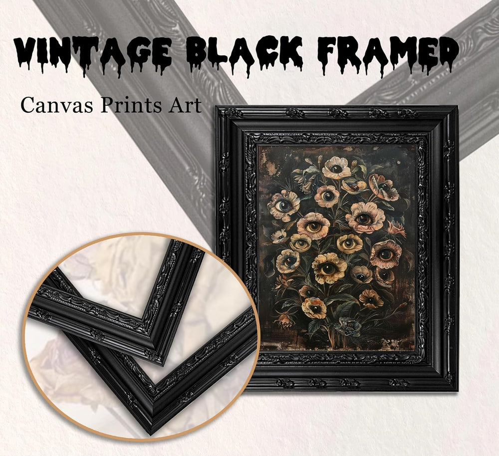 EIDHFBFJ Vintage Dark Botanical Eyeball Floral Gothic Framed Wall Art