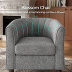 LINSY Accent Chair Ottoman Set: Chenille Barrel Chair with Foot Rest, Mid-Century Modern Small Reading Chair Upholstered Armchair with Footrest for Living Room Bedroom Study Room Office