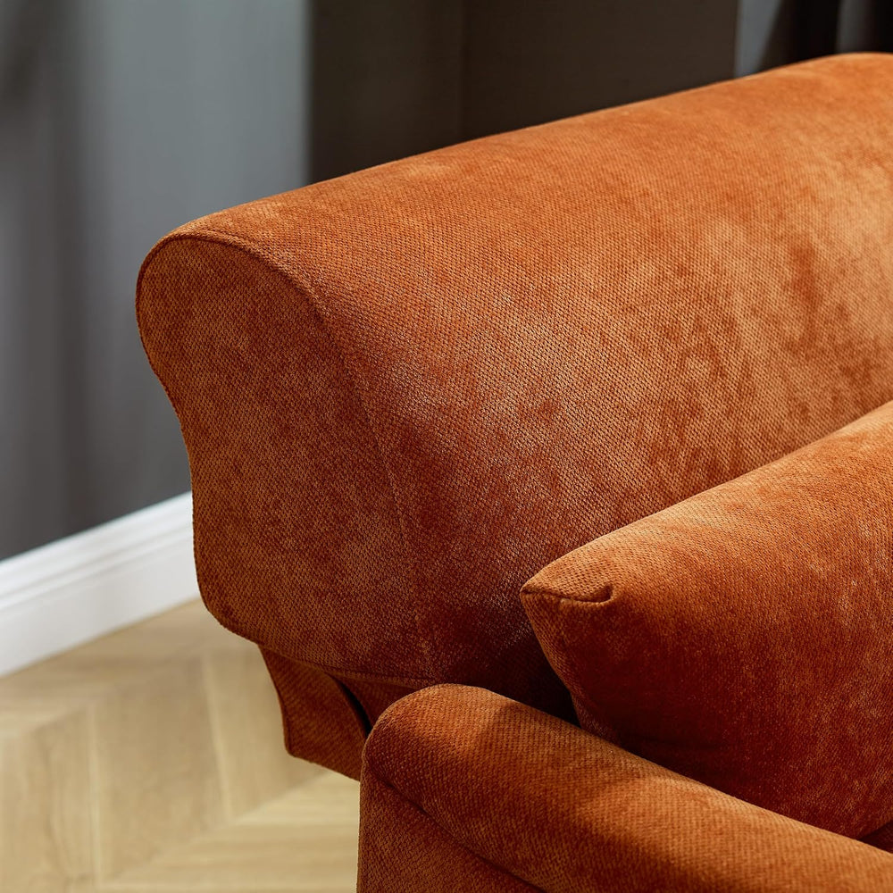 59.45'' Chaise Lounge Chair with Adjustable Backrest, Chenille Curry