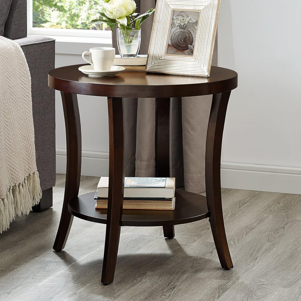 23" Contemporary Wooden Side Table, End Table with Storage Shelf, Accent...