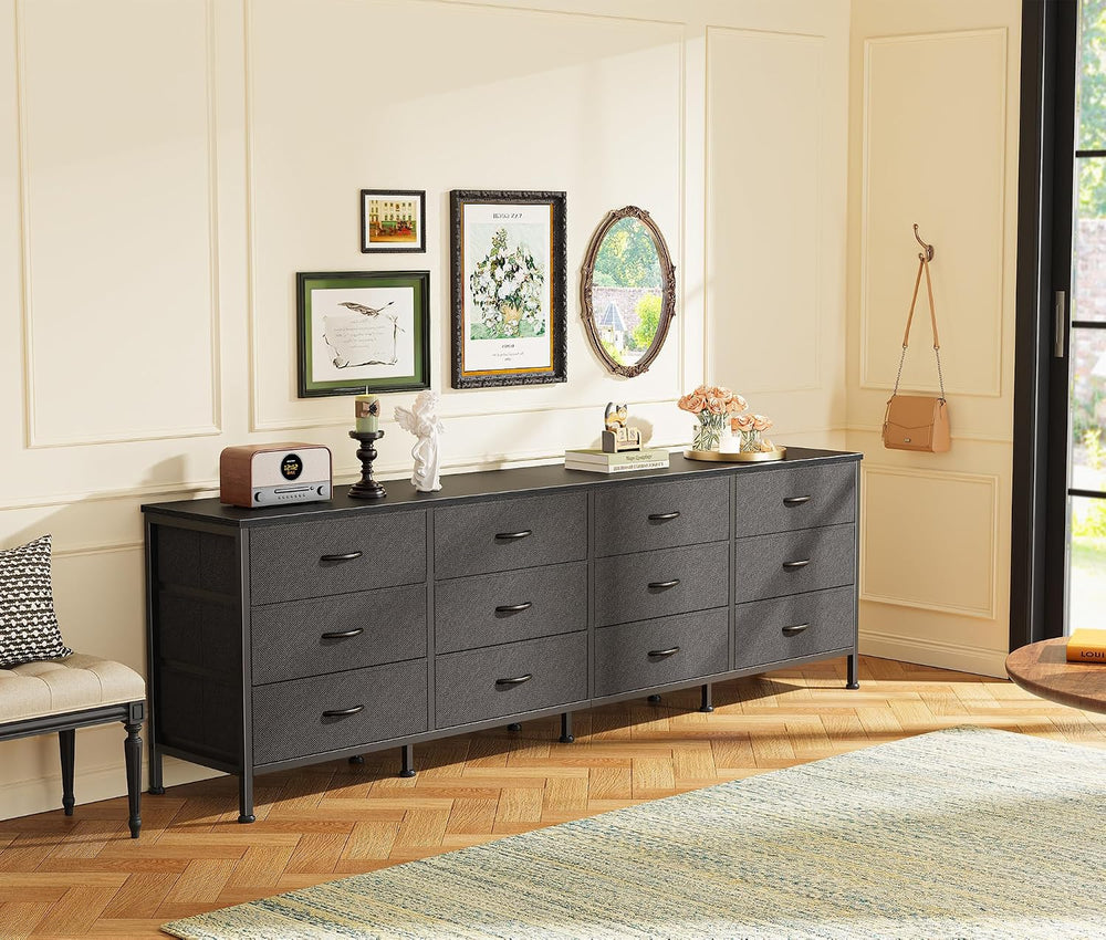 Huuger 70 Inch Black Dresser for Bedroom, TV Stand for 65, 75, 80 Inch TV, 12...