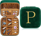 Parima Gifts for Coworkers - Small Funny Gifts for Coworkers Female, Coworkers Gift Ideas, Thank You Appreciation Gifts for Coworkers Pink Travel Jewelry Case Jewelry Box - Letter P, Green