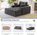 MAXYOYO Modular Sectional Chaise Lounge Sofa, Upholstered Lounge Chair with Ottoman, Comfy Couch with Layered Cushion, Tufted Upholstered Sleeper Chair for Living Room, No Assembly, Dark Grey