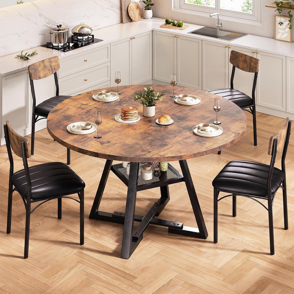 Dining Table Set for 4,Kitchen Table and Chairs for 4, Round Dining Room Tabl...