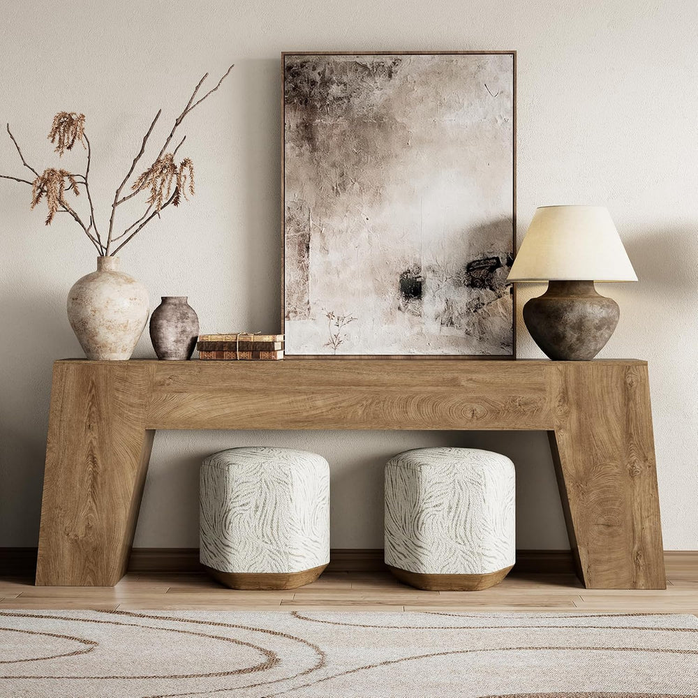 Epecoya 78-Inch Extra Long Sofa Console Table, Natural Oak Brown | Large Farm...