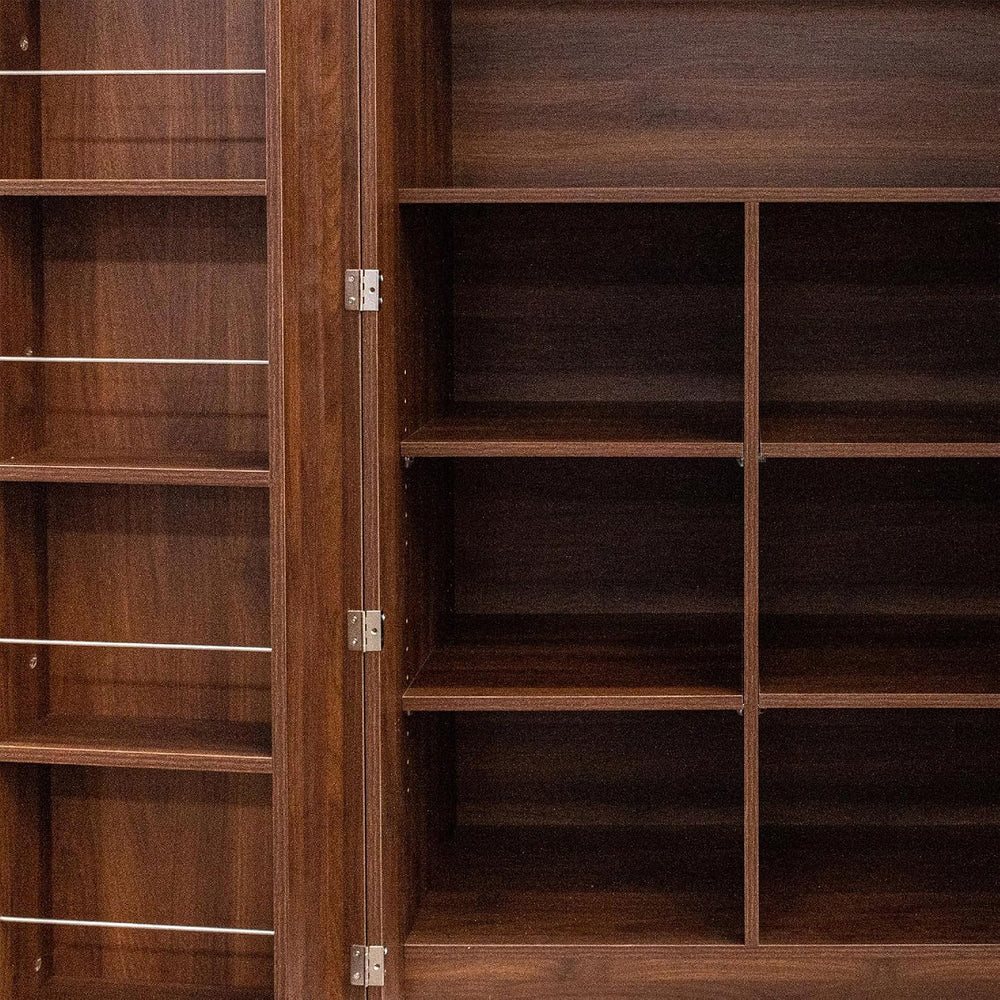 22 in Deep Kitchen Pantry Storage Cabinet with Door Shelving Walnut | 180° Do...