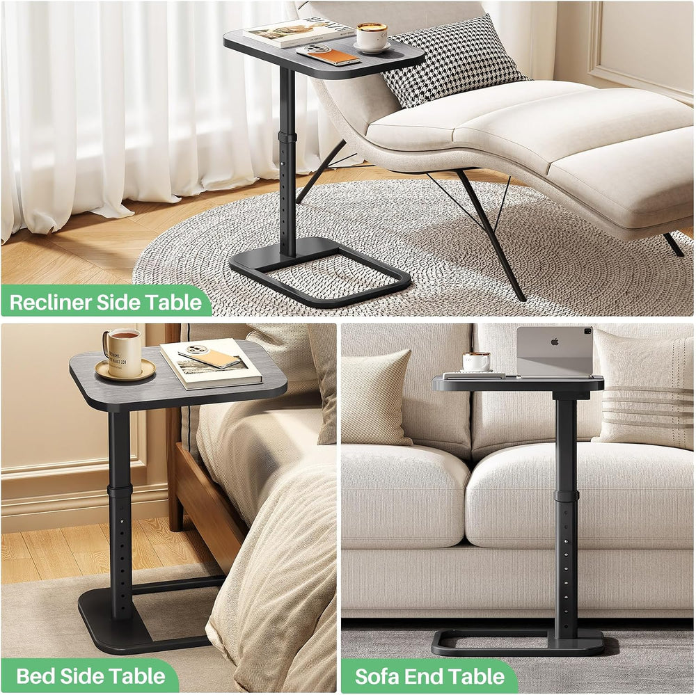Kitstorack TV Tray Table, Adjustable Height & Rounded Metal Corners, Snac...