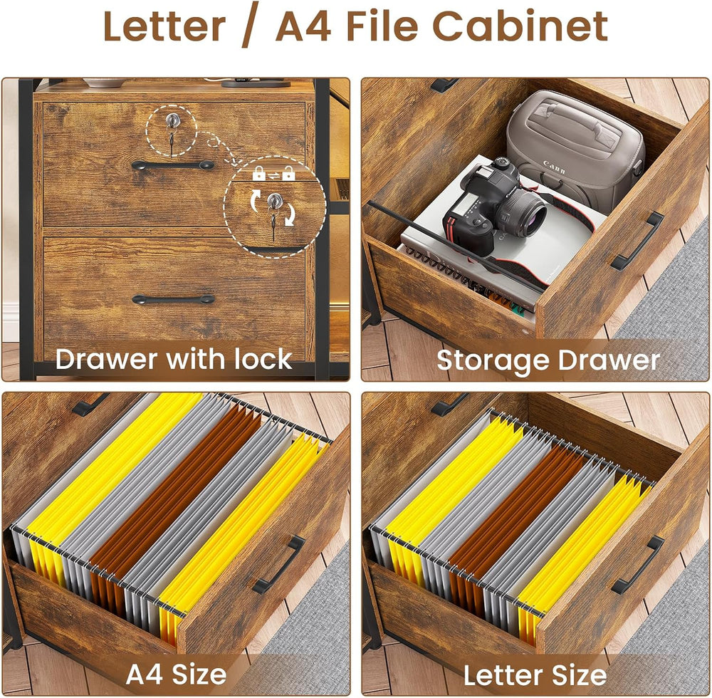 SEDETA 35.4” File Cabinet, Filing Cabinet fits Letter/A4 Size, 2 Drawe File C...