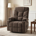 MCombo Power Lift Recliner Chair for Elderly, Fabric 7283 (Brown, Large) | Extra Extended Footrest, Cup Holders, USB Ports, Soft & Comfortable Fabric