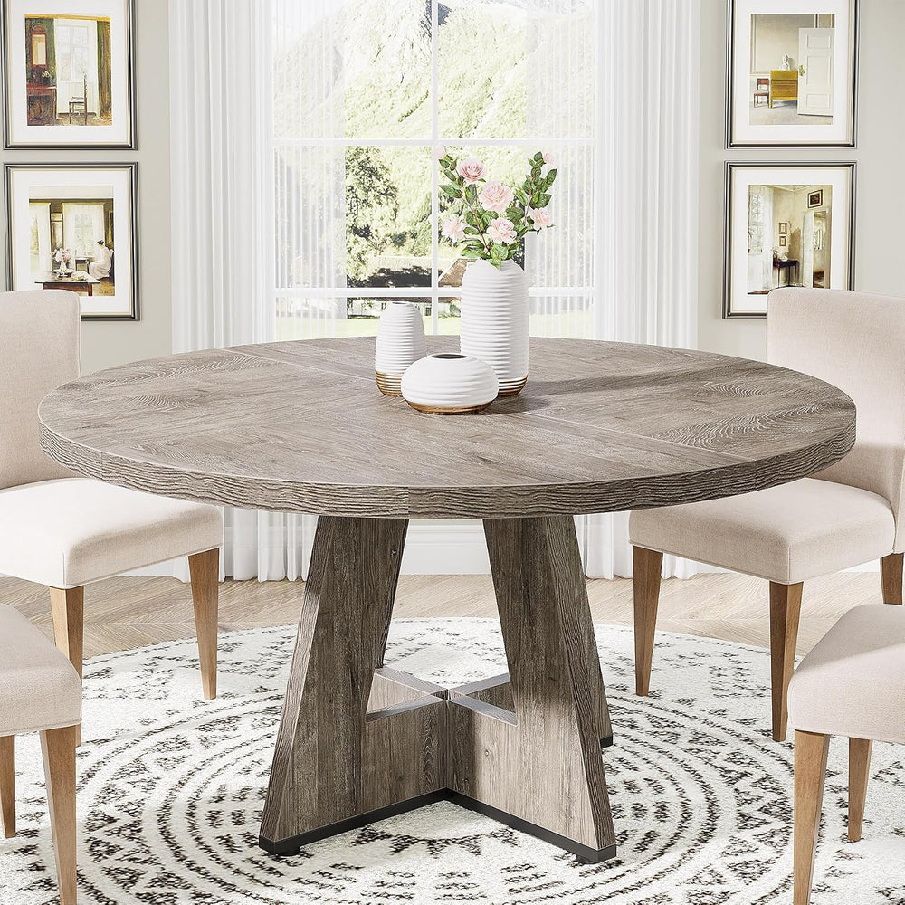 Tribesigns 47 inch Round Dining Table Wood Kitchen Table for Dining Room, 47&...