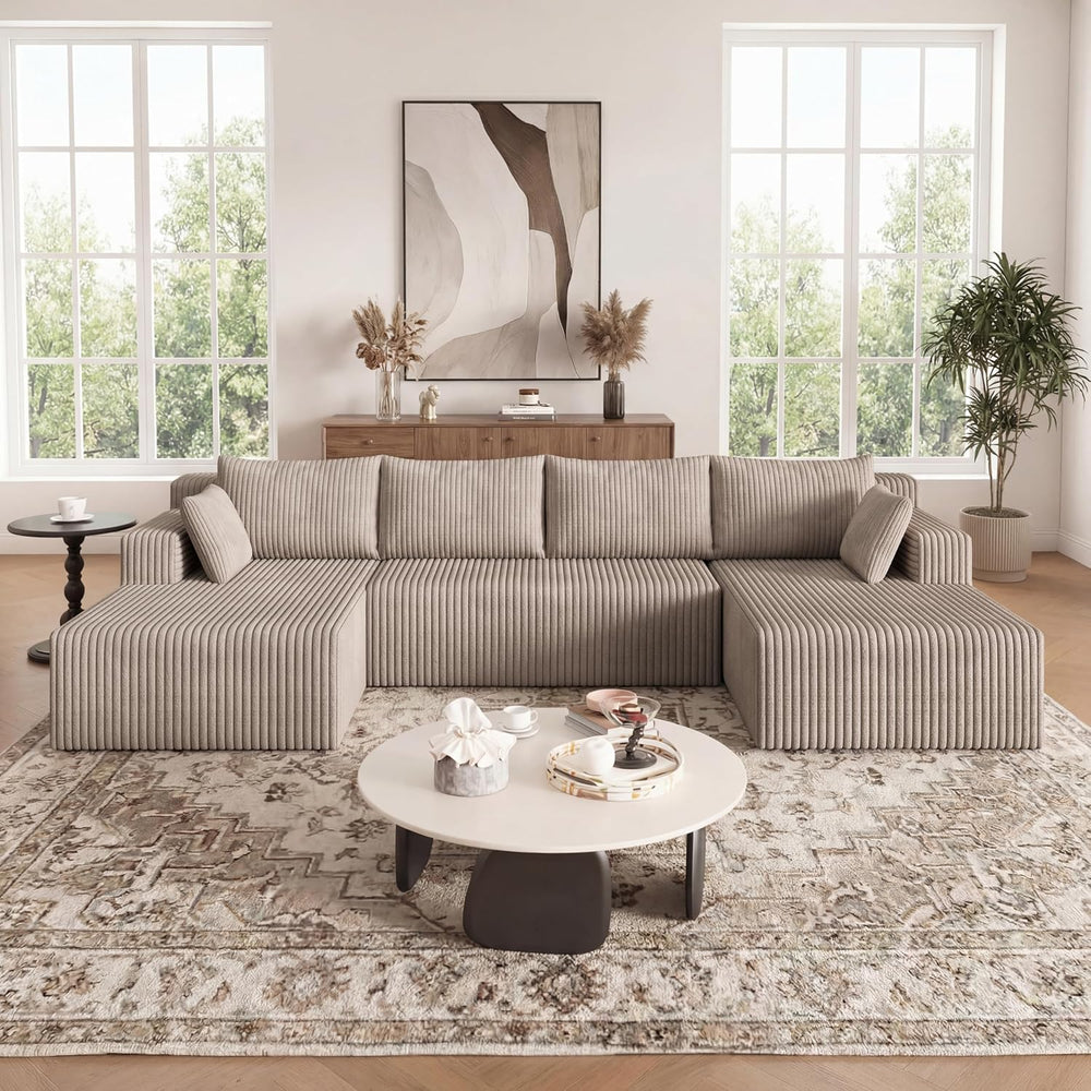 124 Inch Oversized Sectional Sofa Cloud Couch for Living Room - Symmetrical U...
