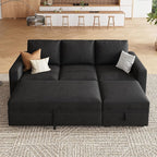 HONBAY Modular Sectional Sleeper Sofa with Pull Out Bed, L Shaped Couch with Storage Seat, Modular Sectional Couches for Living Room - Black