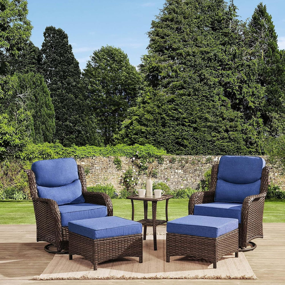 HILLGA Luxury 5 PCS Outdoor Swivel Rocker Patio Chairs of 2