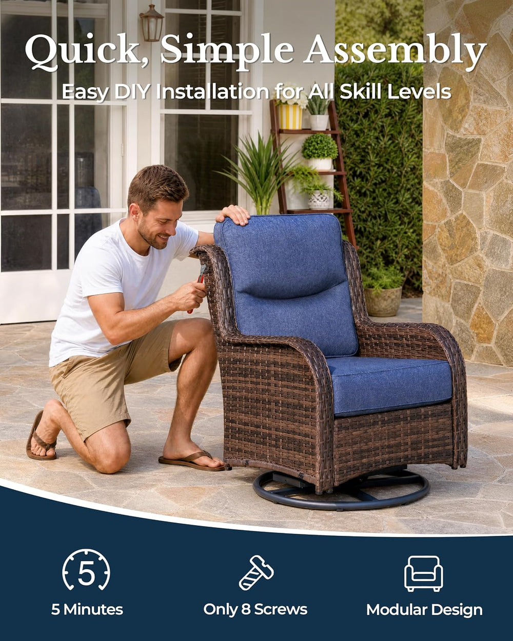 HILLGA 10-Piece Luxury Patio Furniture Set with 6" Thick Cushions, Weath...
