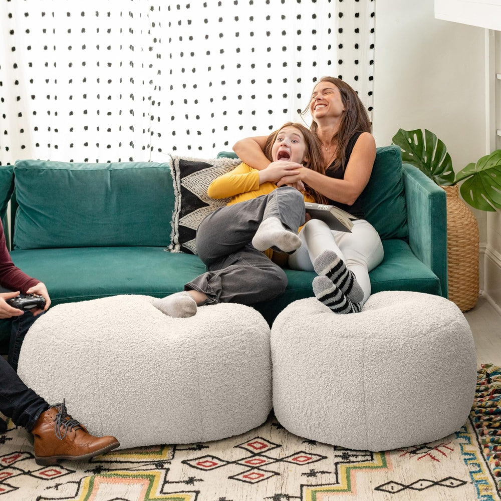 Jaxx Ellis Ottoman Shearling Faux-Lamb Plush Pouf for Modern Interior Design,...