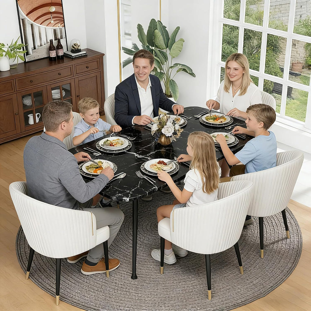 Dining Table for 4-6，70.87" Glossy Sintered Stone Top Dining Table with ...
