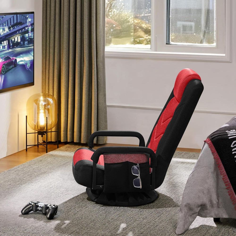 Yaheetech Floor Gaming Chair High-Back Swivel Adjustable Folding Seat Red | F...