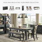 Signature Design by Ashley Tyler Creek Dining Room Upholstered Side Chair, 2 Count, Solid Wood, 19.25" H, Black and Grayish Black