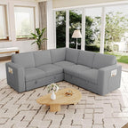 83.5" Sectional Sleeper Sofa with Pull Out Couch, Modern 5 Seat L Shaped Modular Couch, Sectionals Modular Sofa with Storage, Comfy Corduroy Couches Sectional for Living Room & Apartment, Gray