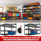 REIBII 3500LBS Garage Shelving, Adjustable Storage Shelves Heavy Duty, 6 Tier Heavy Duty Shelving, Metal Shelving Unit for Warehouse, Basement, Industrial, 55" W x 26" D x 84" H, Black, 4 Pack