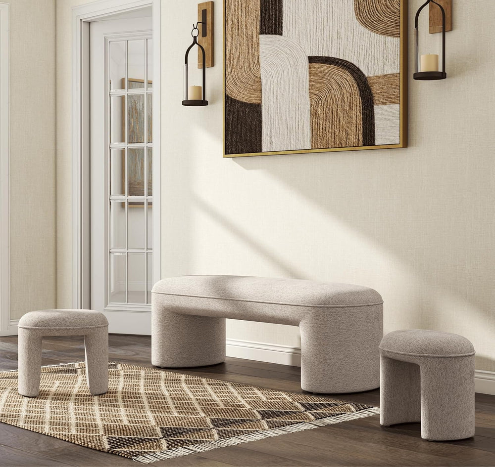 Hyfirm 3-Pieces Modern Upholstered Ottoman Waterfall Bench for Bedroom End of...