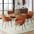 VKNOW Modern Dining Chairs Set of 2, Upholstered Dining Room Chair with Armrest, Kitchen Chairs with Curved Ergonomics Backrest for Living Room, Dining Room, Kitchen, Orange