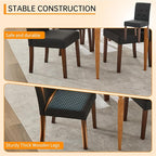 Upholstered Dining Chairs Set of 2, Button Tufted Parsons Chairs with Wood Legs and Padded Seat, Modern Fabric Side Chairs for Dining Room Kitchen Farmhouse Hotel, Black
