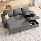 HONBAY Modular Sectional Sleeper Sofa with Pull Out Bed, L Shaped Couch with Storage Seat, Modular Sectional Couches for Living Room - Dark Grey