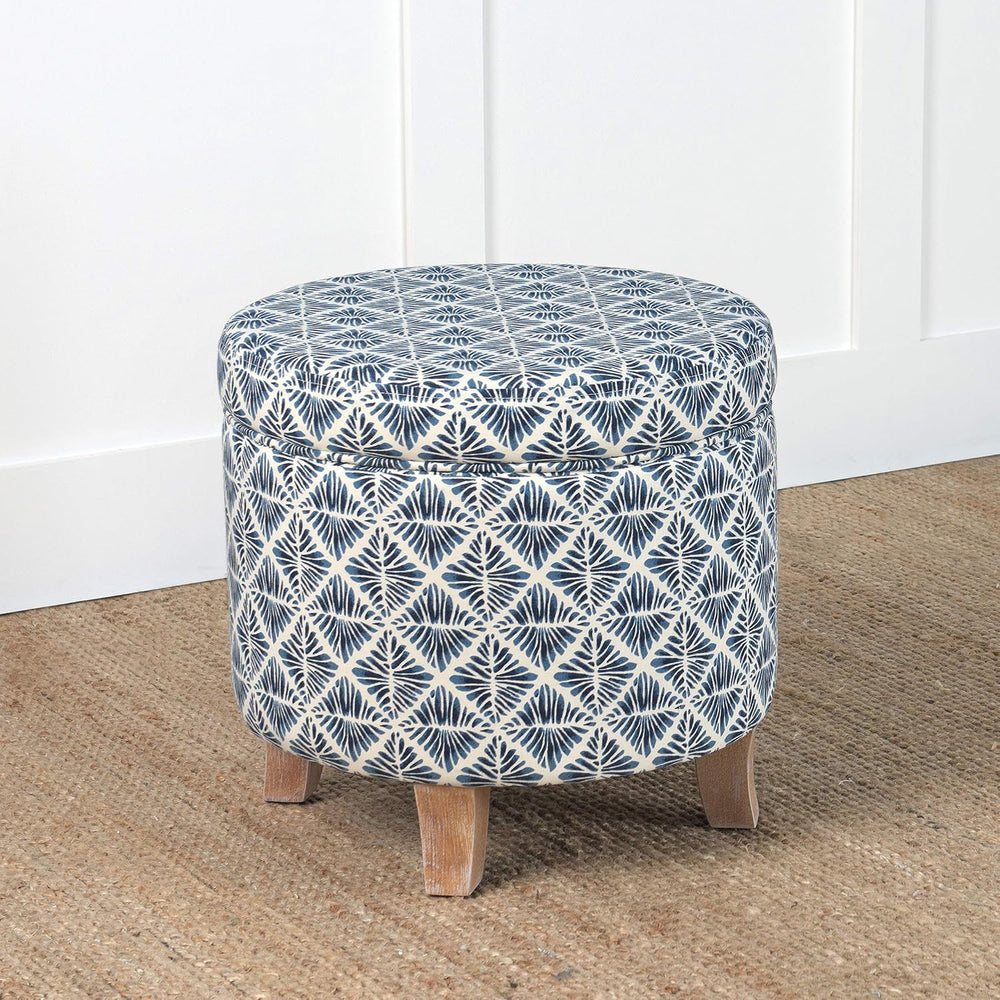 Homepop Home Decor | Upholstered Round Storage Ottoman | Ottoman with Storage...